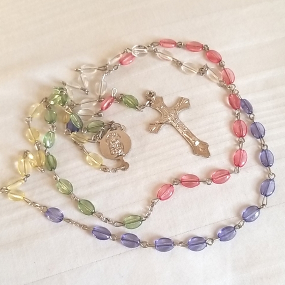 Multi Color Silver Rosary Beads Catholic - Picture 1 of 6